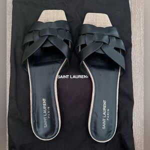 **Saint Laurent Tribute Sandals - Size 39 (Fits True to Size) - Black/Beige**
